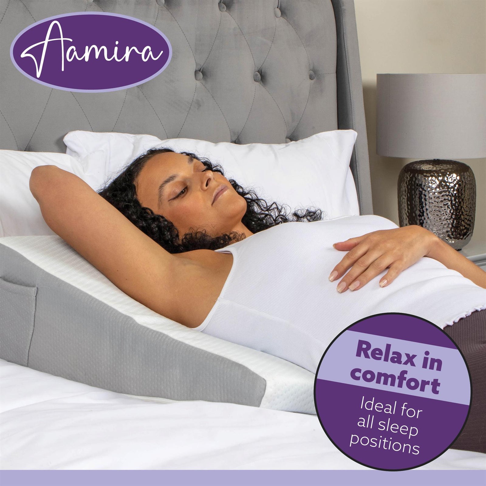 Bed Wedge Pillow For Bed, Memory Foam, Orthopaedic Support For Sleeping, Acid Reflux, Gerd, Snoring & Back Pain Washable