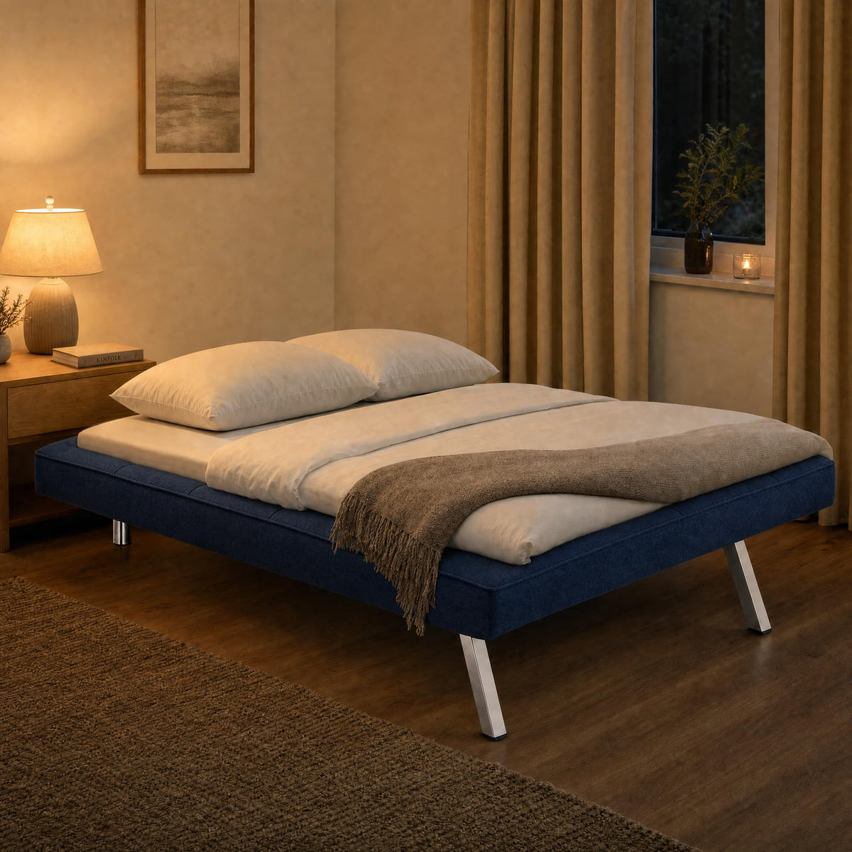 Britney Linen Sofa Bed 3 Seater | Blue