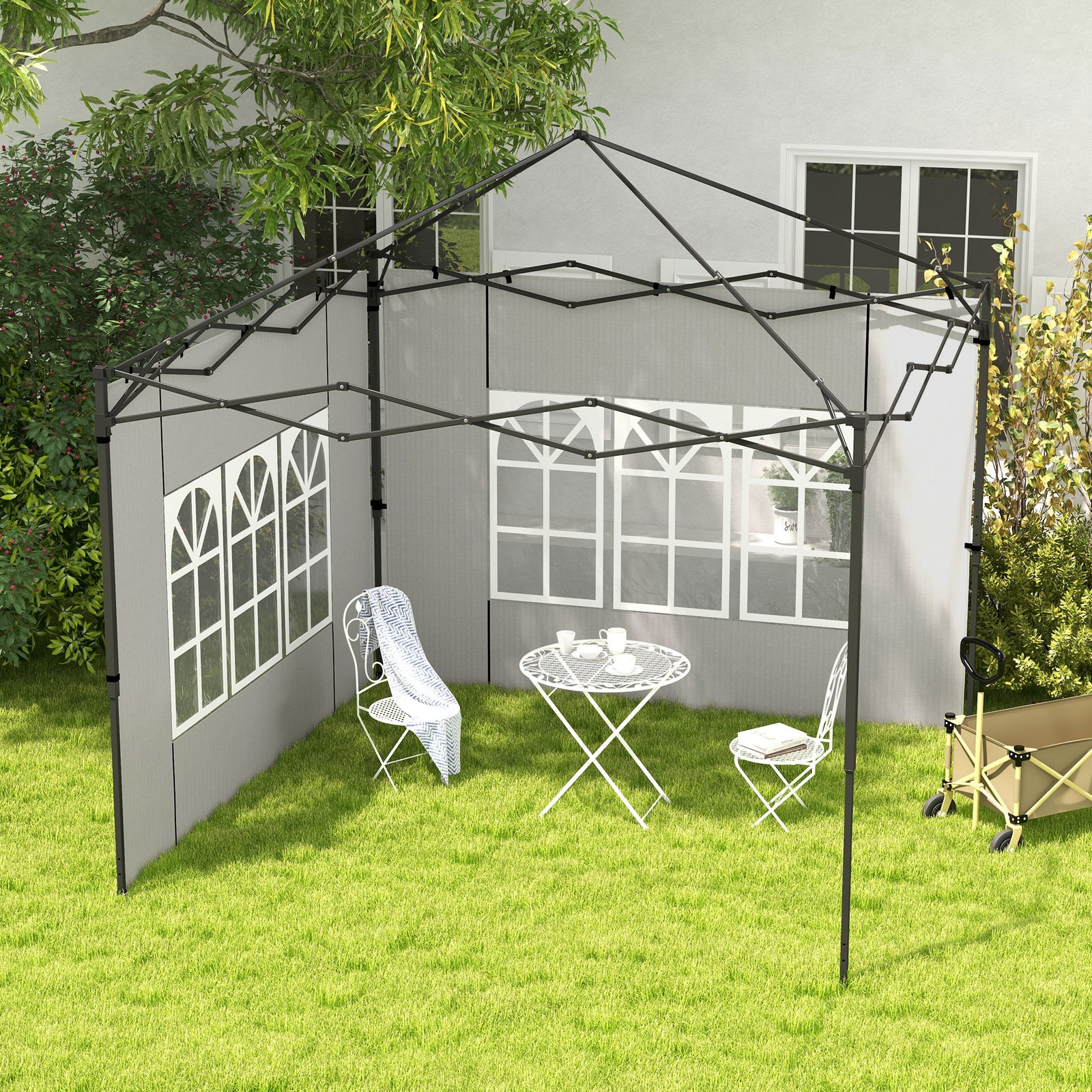 Gazebo Side Panels For 3x3(m) Or 3x6m Gazebo Canopy, 2 Pack | White