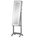 Mirrored Jewellery Cabinet W/ Led Lockable Jewellery Armoire | One Size | Gray