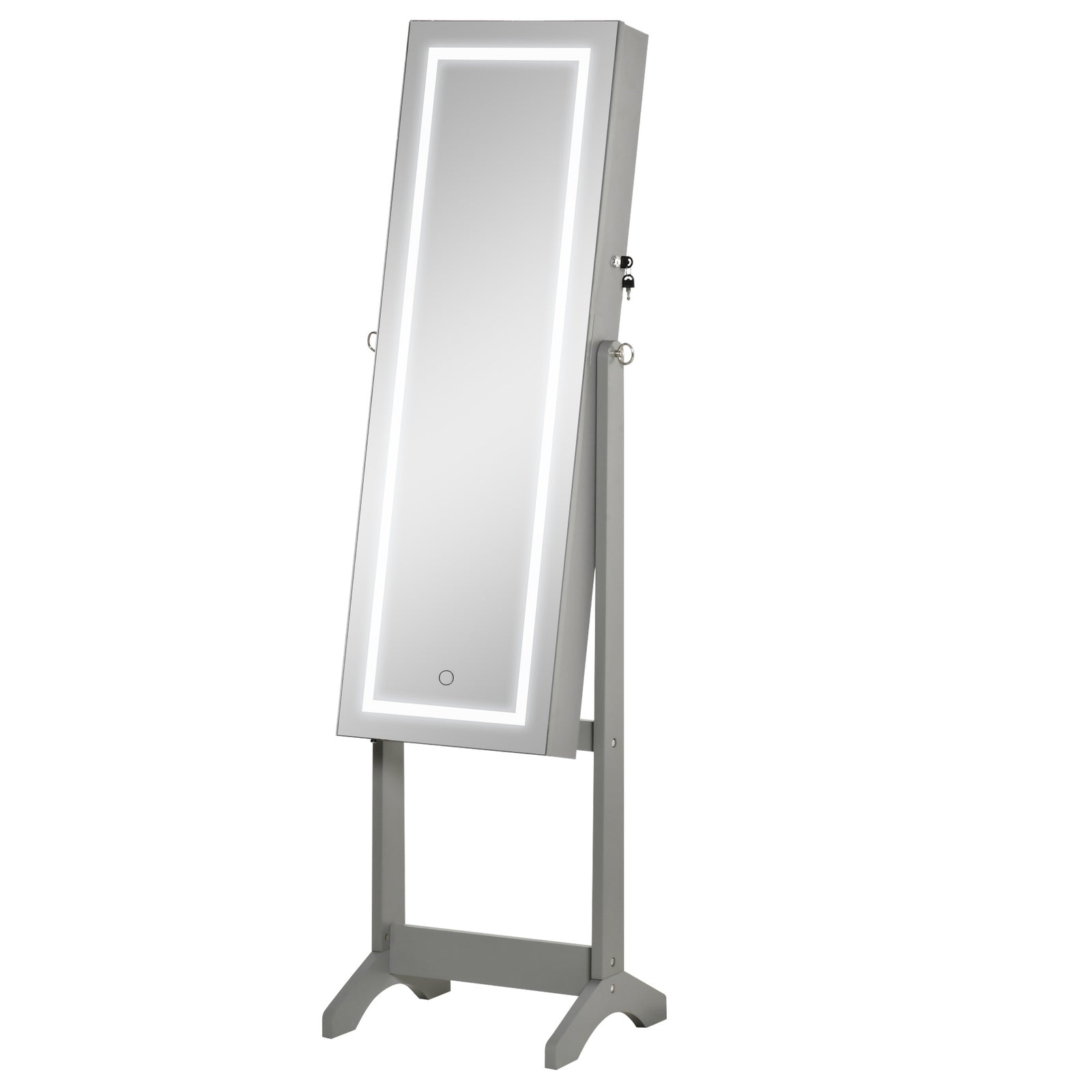 Mirrored Jewellery Cabinet W/ Led Lockable Jewellery Armoire | One Size | Gray