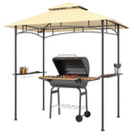 8' X 5' Grill Gazebo, Double Tiered Outdoor Bbq Shelter | Beige