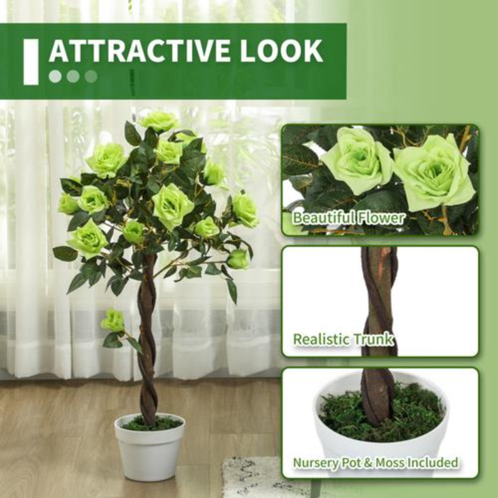 Dyzi 2pcs 90cm Artificial Rose Potted Faux Tree Plant Garden Patio Décor