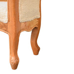 Solid Wood Cream Boucle French Style Bench