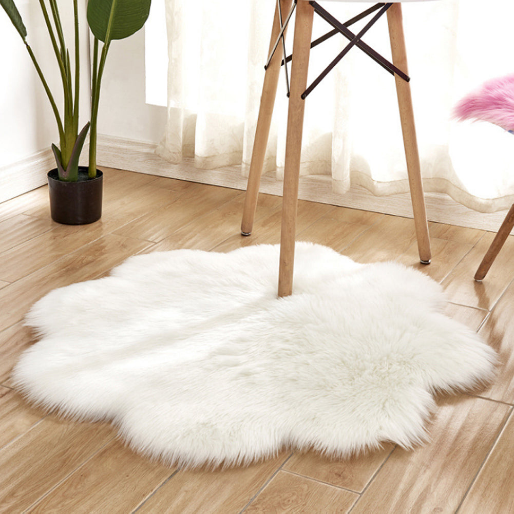 Flower Shaped Super Soft Shaggy Area Rug White