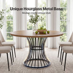 Round Dining Table For 4-6 People 30mm Mdf Metal Base Kitchen Brown | Brown