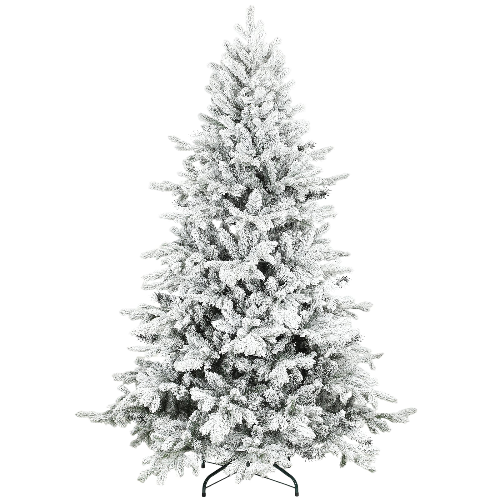 Artificial Christmas Tree With Snow, Hinged Xmas Tree | 6ft | Green
