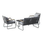 Breeins 4-piece Outdoor Pe Rattan Garden Furniture Set With Loveseat, 2 Armchairs & Glass Coffee Table, Cushioned Patio Conversation Set For Garden, Balcony & Backyard