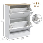 2 Flip Drawer Narrow Shoe Cabinet With Adjustable Shelves, White