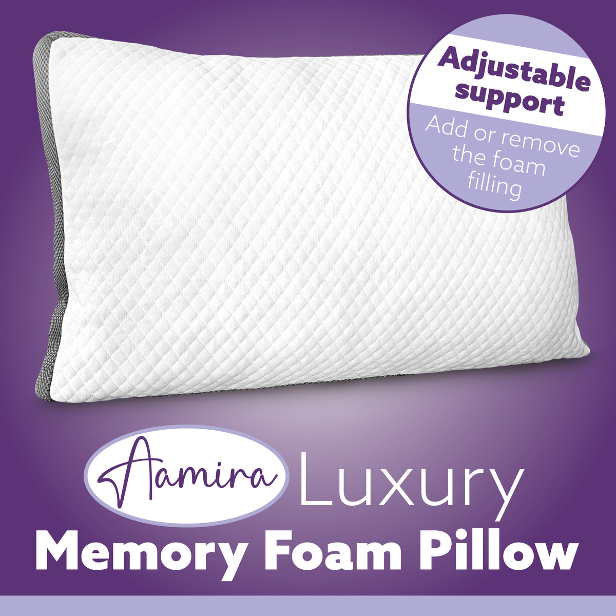 Luxury Shredded Memory Foam Bed Pillow 70x45cm, Orthopaedic Neck Back & Side Support, Bamboo Washable Cover | Set of 1 | White