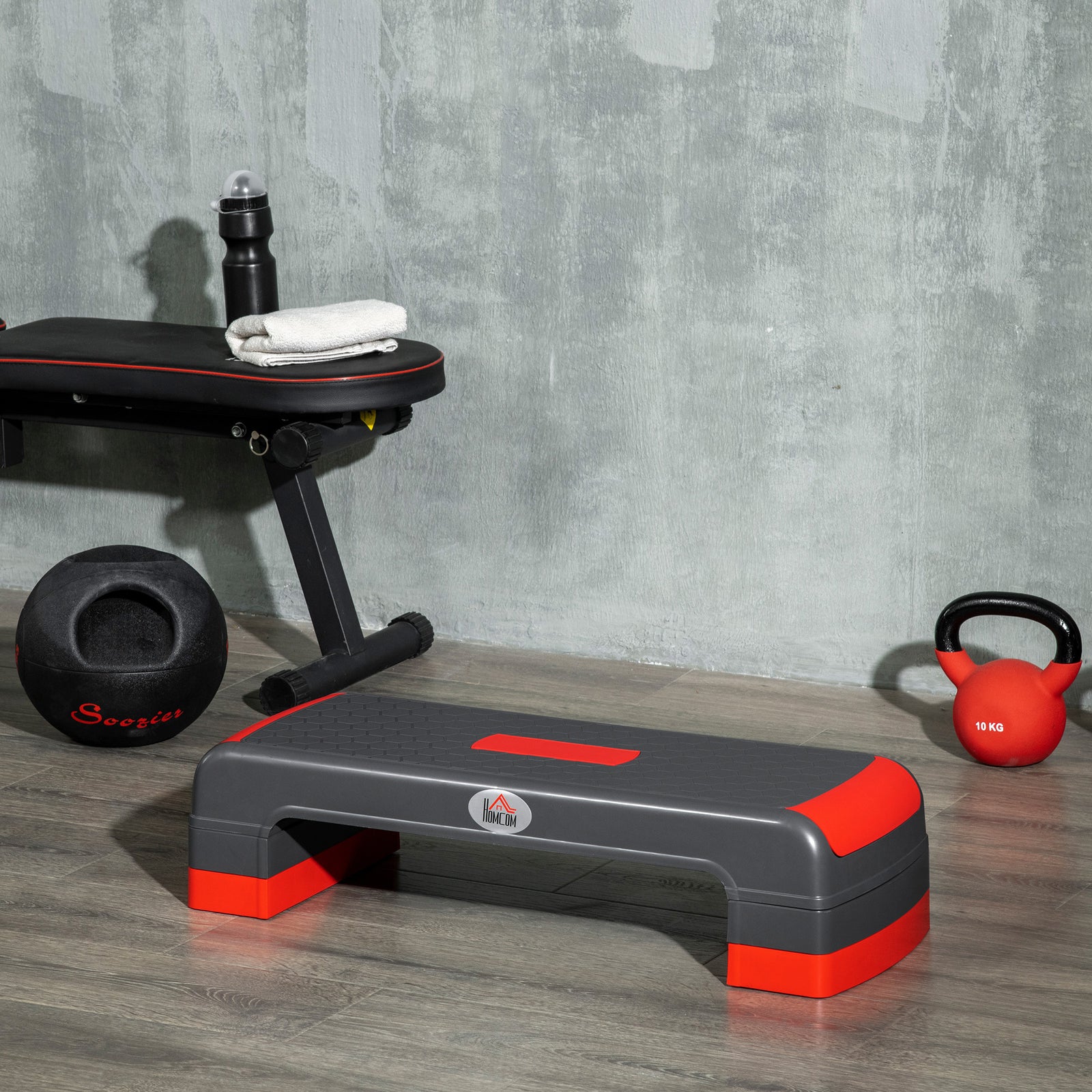3-height Adjustable Aerobic Step, Grey/red
