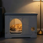 PawHut Cat House Stackable Cat Bed For Indoor Outdoor Grey