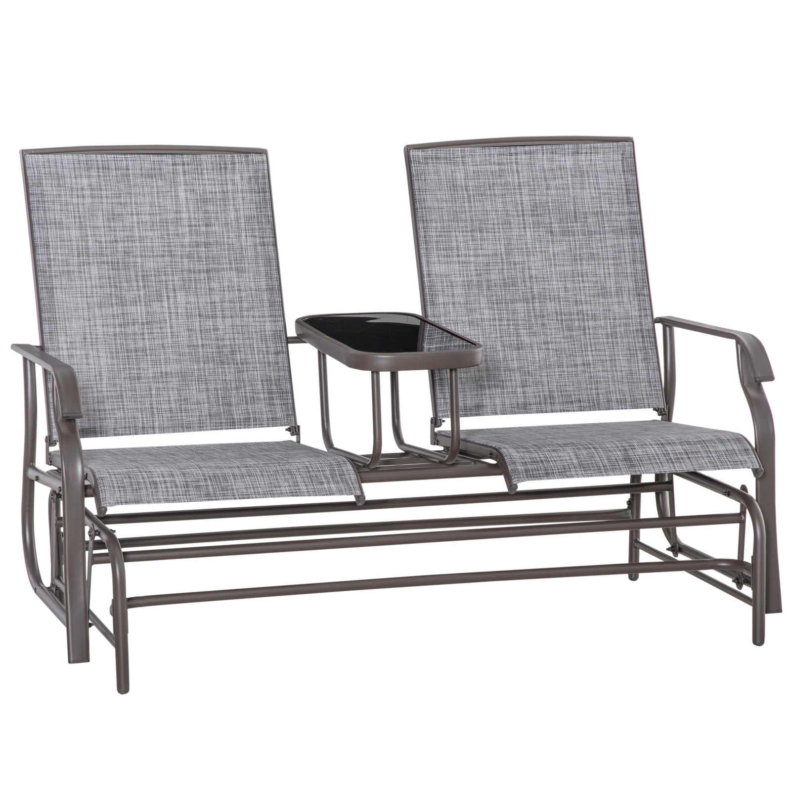 2 Seater Rocker Double Rocking Chair Lounger Outdoor Garden | Grey