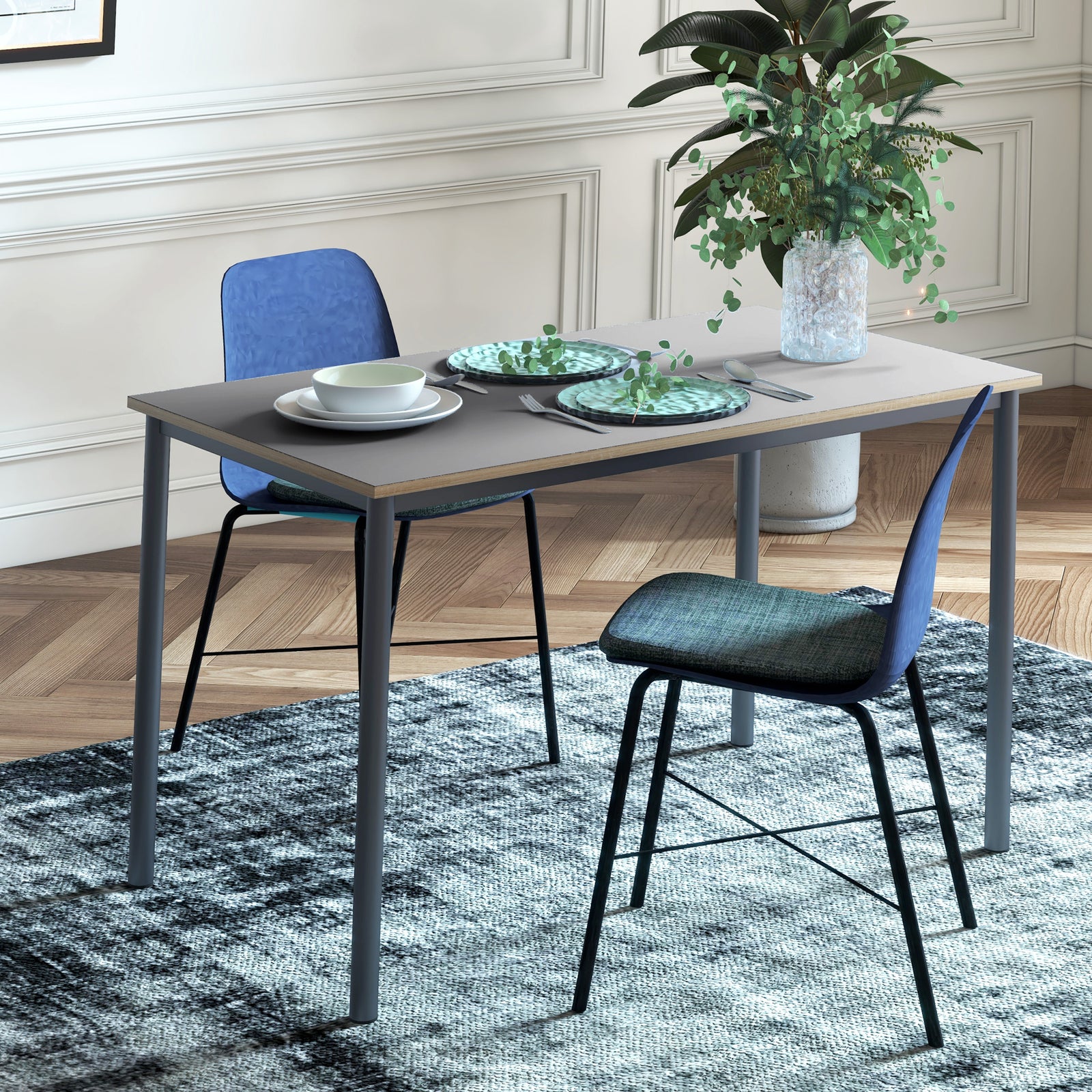 120cm Minimalistic Dining Table, Steel Frame