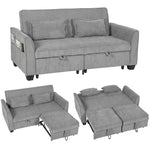 2 Seater Sofa Bed, 4-in-1 Convertible Pull Out Sleeper Sofa | Grey