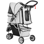 Pet Stroller Pushchair Carrier For Cat Puppy With 3 Wheels | Gray