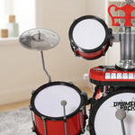 HOMCOM Kids Drum Set For Beginners With Stool, Educational Musical Toy, Red