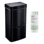 75l Sensor Recycling Bin With Food Caddy & 25 Bin Biodegradable Bags | 75L | Black