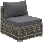 Outdoor Garden Furniture Rattan Single Middle Sofa W/cushion | Dark Gray