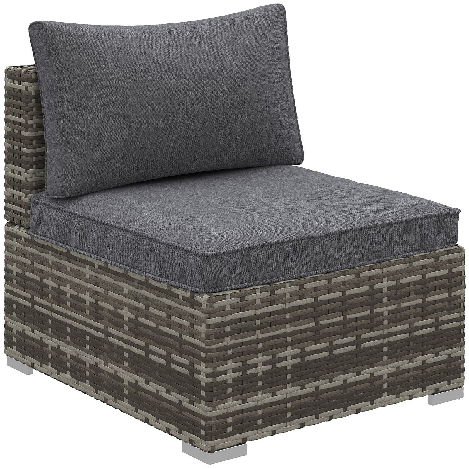 Outdoor Garden Furniture Rattan Single Middle Sofa W/cushion | Dark Gray