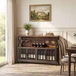 Industrial Wine Bar Cabinet With Metal Frame | Black