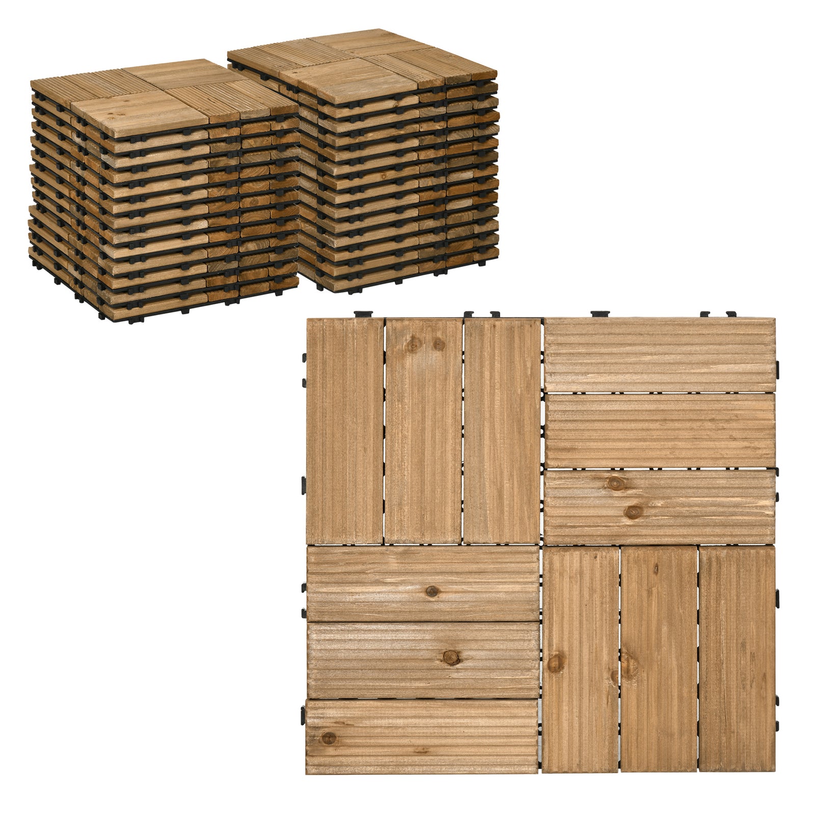 27 Pcs Brown Outdoor Flooring Tiles 30x30 Cm, 2.5㎡ Pack | Brown
