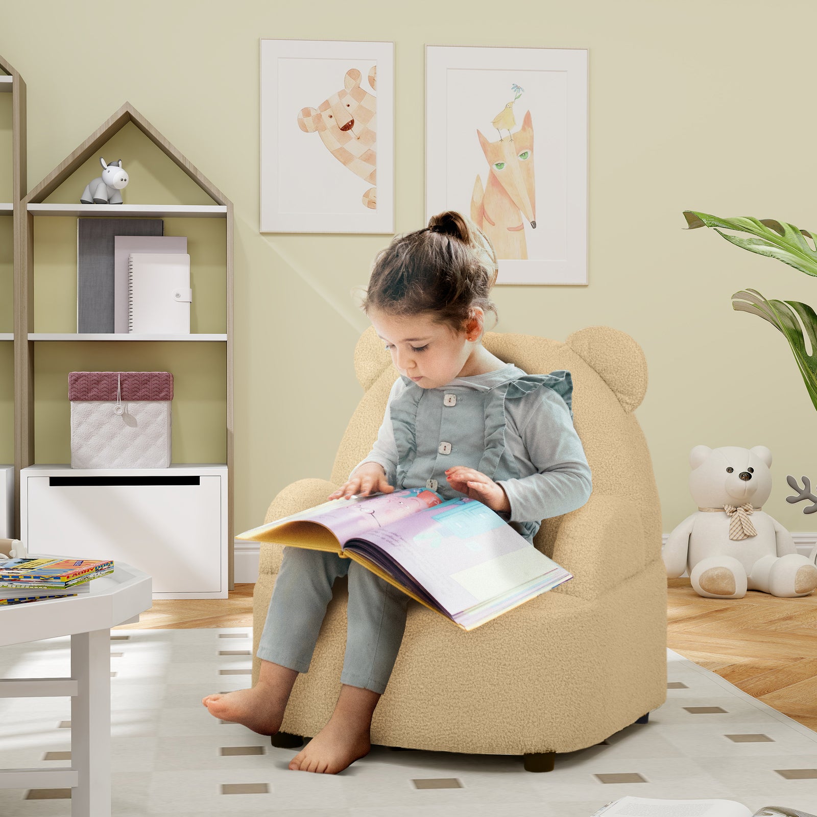 Kids Armchair, Bear Shaped Toddler Chair For Bedroom | Khaki