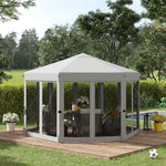 3.2m Pop Up Gazebo Hexagonal Canopy Tent Outdoor W/sidewalls | Light Slate Gray