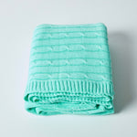 Combed Cotton Cable Knit Throw | 130cm x 170cm | Green
