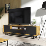 Rift Tv Unit 200cm - Oak / Rustic | Black Oak