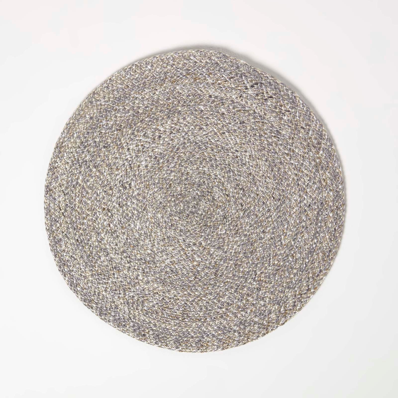 Handwoven Round Placemats Set Of 4 | 40cm | Silver