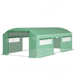 6x3x2m Polytunnel Greenhouse, Roll-up Doors, Green