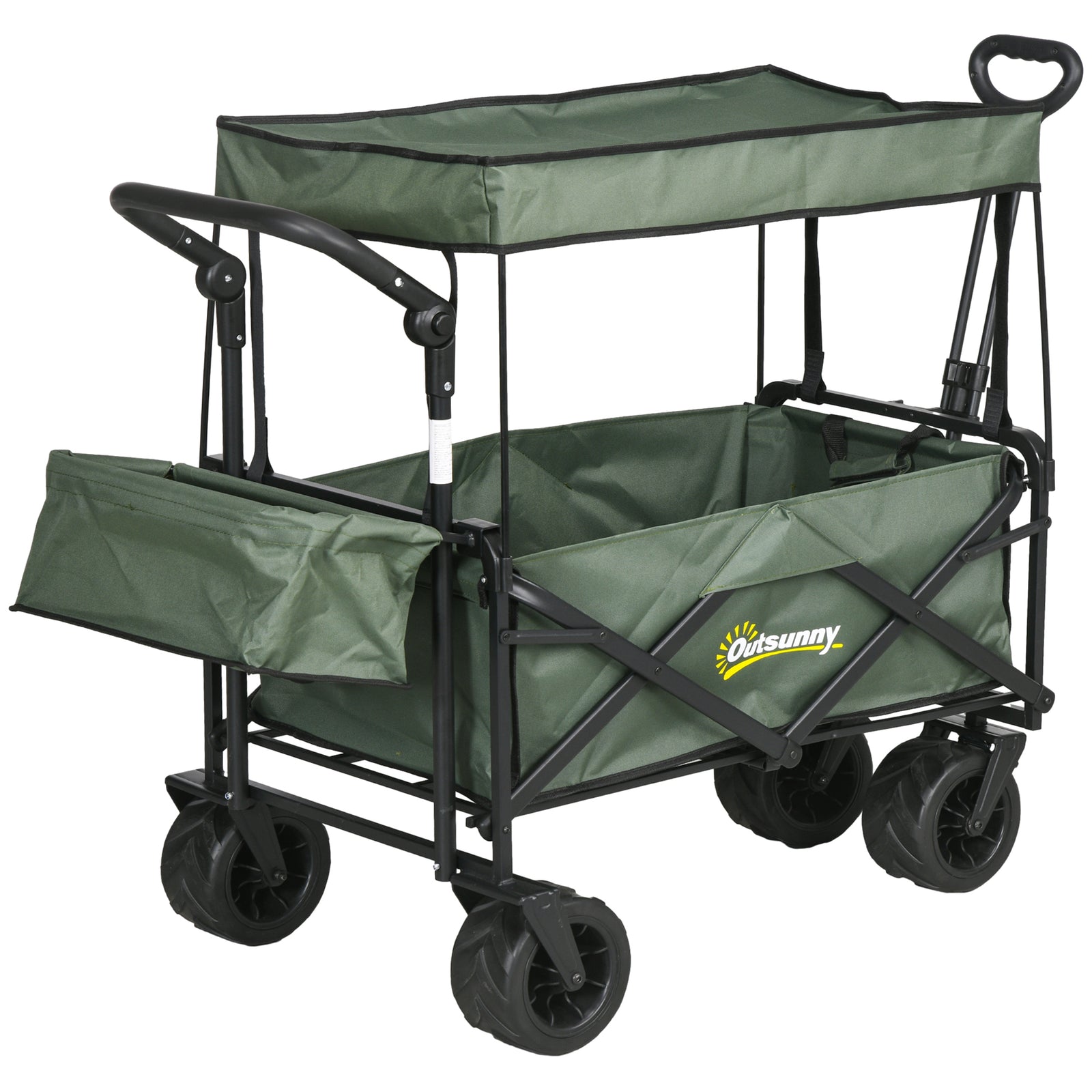 Trolley Cart Storage Wagon With Handle, Canopy Black | Green