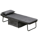 Folding Sleeper Chair Bed With Pillow And Side Pockets | One Size | Charcoal Gray
