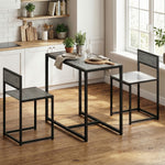 3 Piece Dining Table Set With Metal Frame | Charcoal Grey