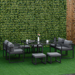 Outsunny 8 Seater Aluminium Dining Cube Set W/ Footstools