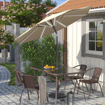 3m Solar Led Patio Umbrella, Outdoor Parasol With 16 Led Tubes, Crank Lift & Push Button Tilt With Cement Base | One Size | Beige