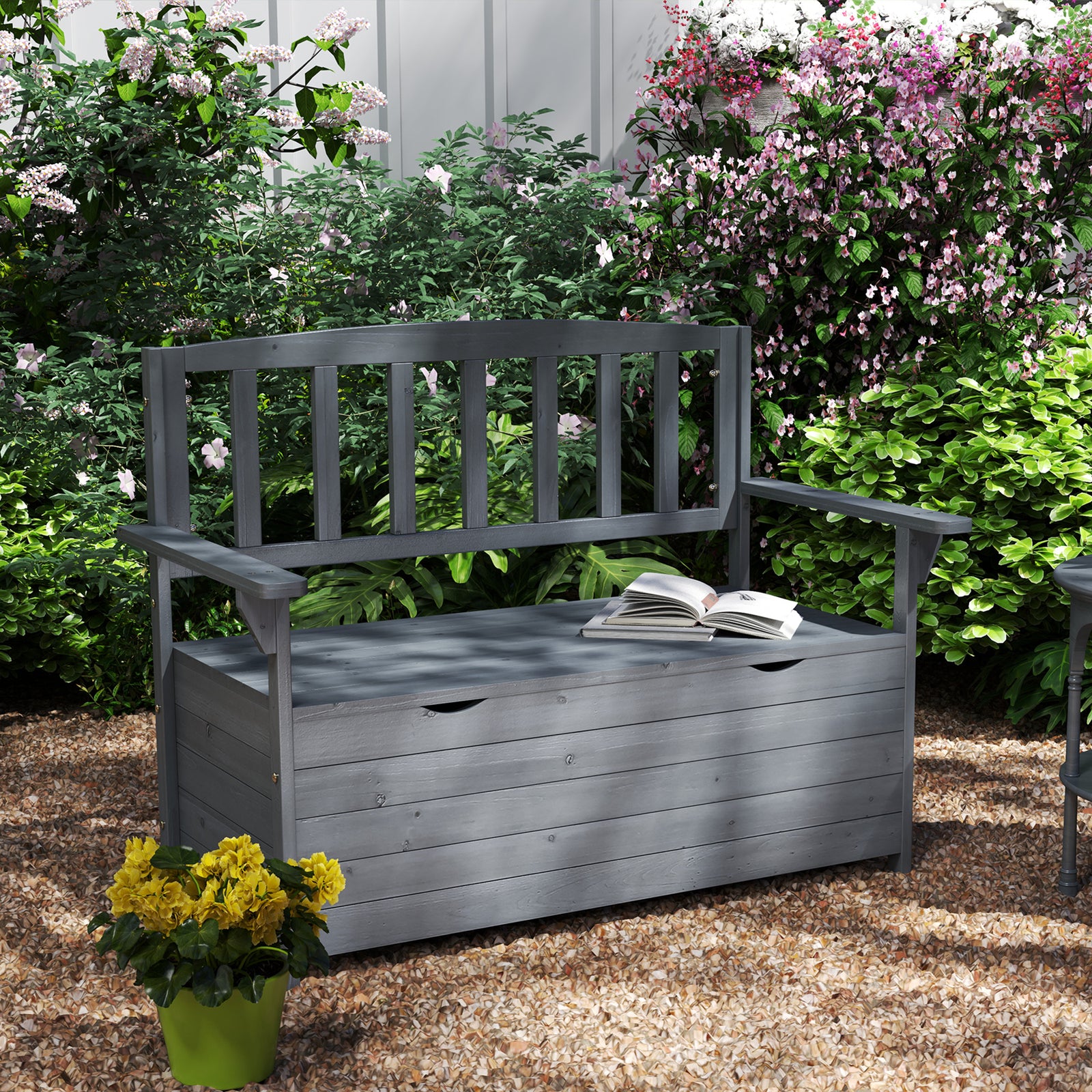 Outdoor Garden Storage Bench Patio Box All Weather Fir Wood