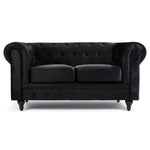 Button Tufted Velvet Living Room Sofa - 2 Seater | Black