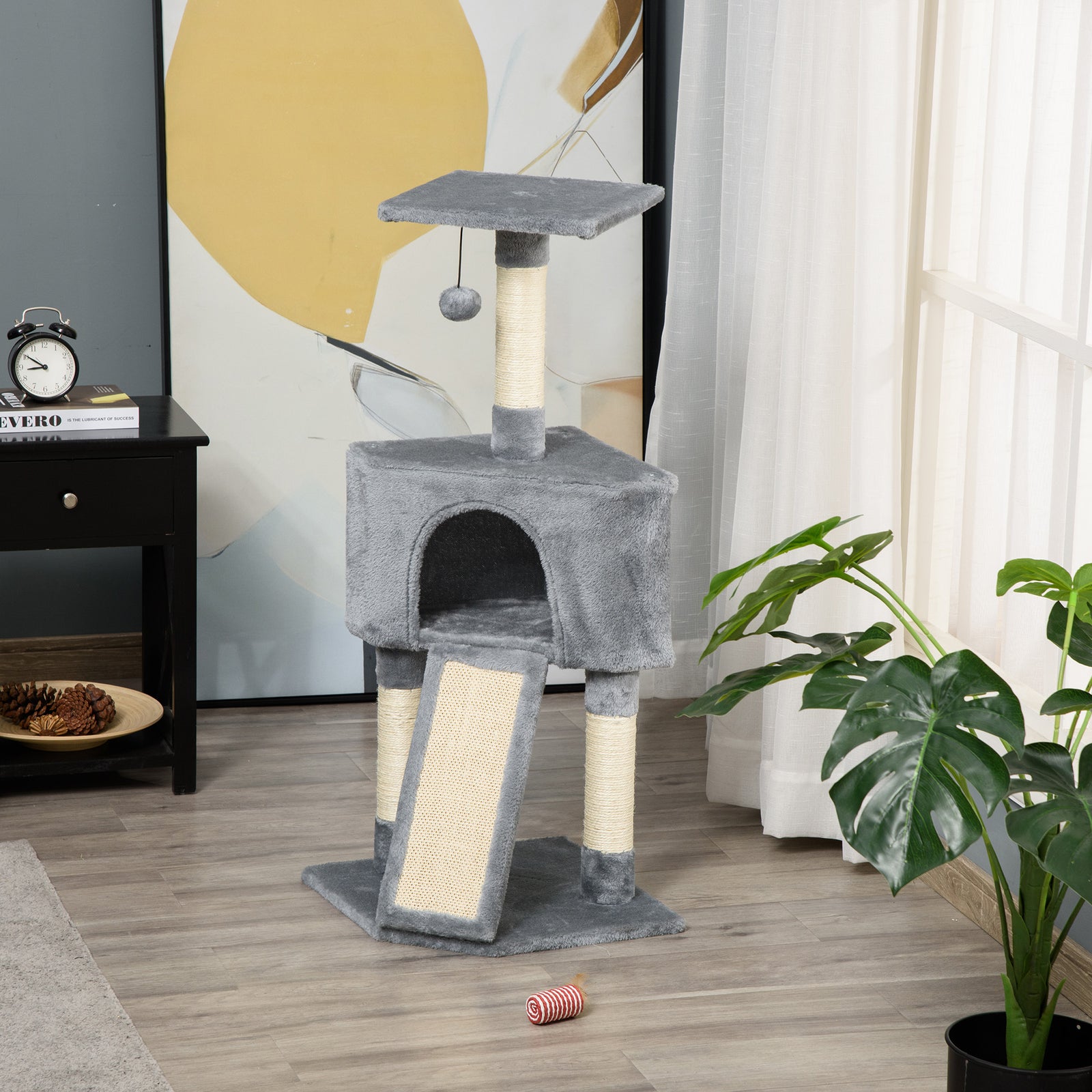 Corner Cat Tree Tower For Indoor Cats With Scratching Post, Condo | Gray