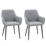 Dining Chairs Set Of 2 Linen Fabric Accent Chairs Metal Legs