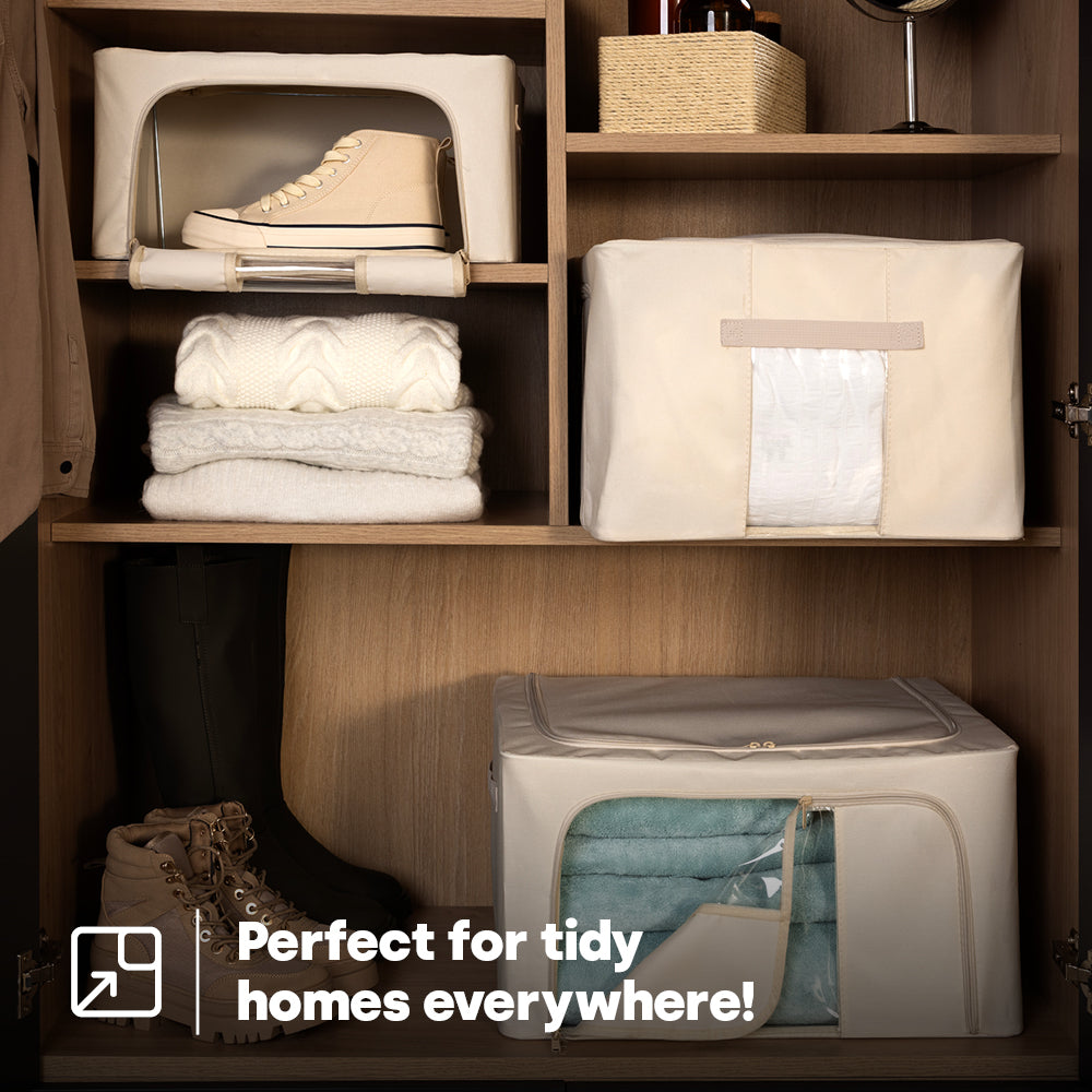 Livivo Foldable Storage Bags 3 Pack Xl - Clear Window Steel Frame
