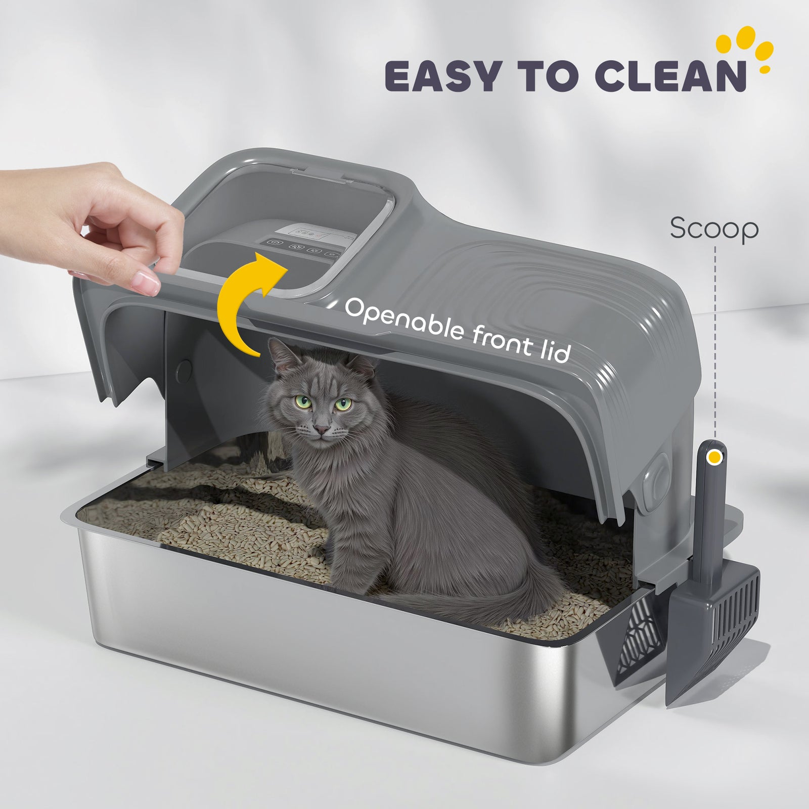 65l Xl Stainless Steel Litter Tray With Plasma Deodoriser System