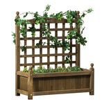 Garden Planter With Trellis Indoor Outdoor, Brown