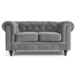 Button Tufted Velvet Living Room Sofa - 2 Seater | Grey