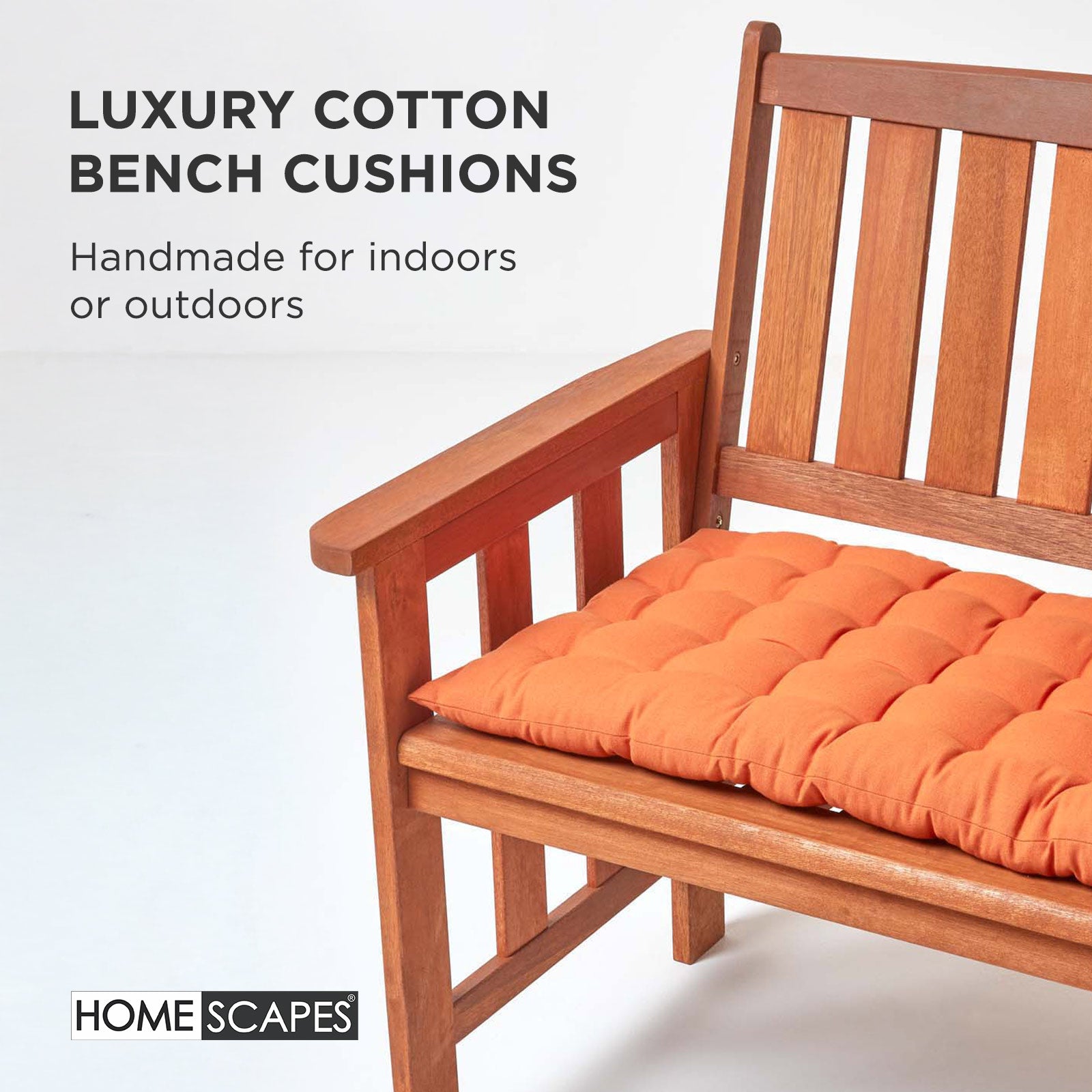 Outdoor Bench Cushion For 2 & 3 Seater Garden Seat Pad For Furniture, Kitchen, Dining & Indoor Use | 3 | Burnt Orange