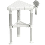HOMCOM Shower Stool With Storage Shelf And Hdpe Seat, White