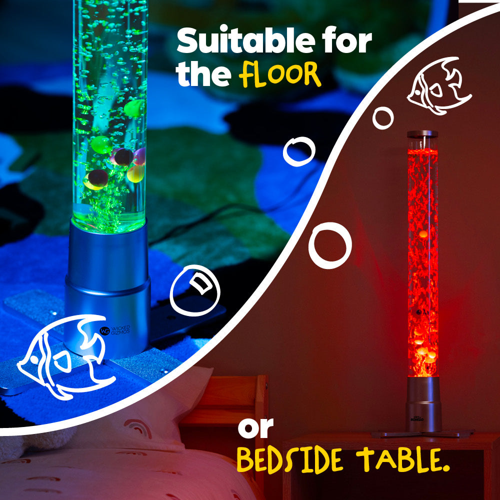 Wicked Gizmos Led Bubble Lamp 60cm Colour Changing With Fish For Home Décor