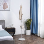 Steel Coat Stand Rack Marble Base 8 Hook Entryway | One Size | White