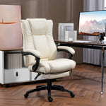 Pu Leather Office Chair W/ Foot Rest | Cream